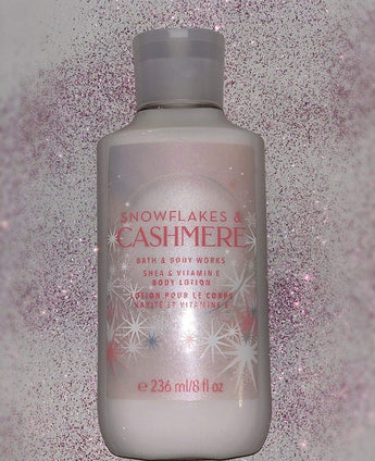 Bath and Body Works Snowflakes & Cashmere 24 hr Moisture Super Smooth Body Lotion with Shea Butter and Vitamin E 8 fl oz / 236 mL