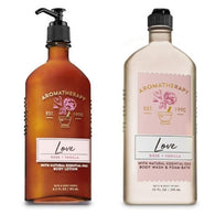 BATH AND BODY WORKS Aromatherapy LOVE - ROSE & VANILLA Duo Body Lotion and Body Wash Full Size